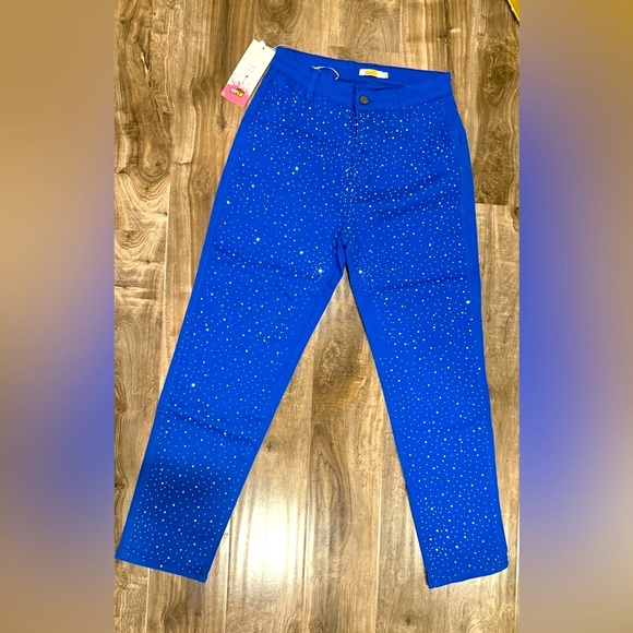✨ OOPS!!! Royal Blue Rhinestone Pants – Size L (NWT) - Picture 1 of 3